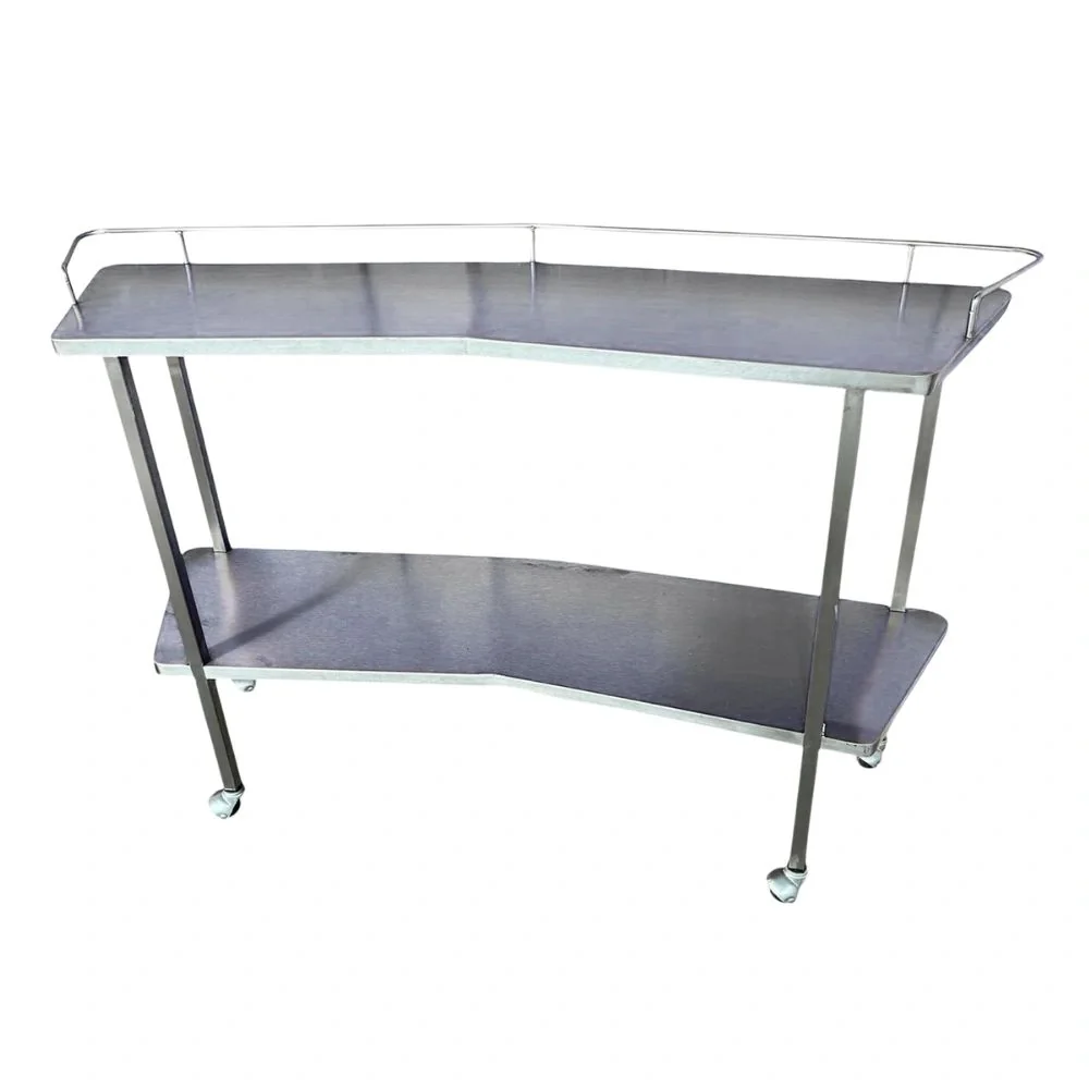 Mesa de riñón con entrepaño para apoyo, organización y traslado de instrumental clínico